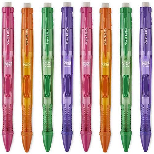 Paper Mate Clearpoint Color Lead Mechanical Pencils, 0.7mm, Assorted Colors, 8 Count (Orange, Green, Purple Pink)