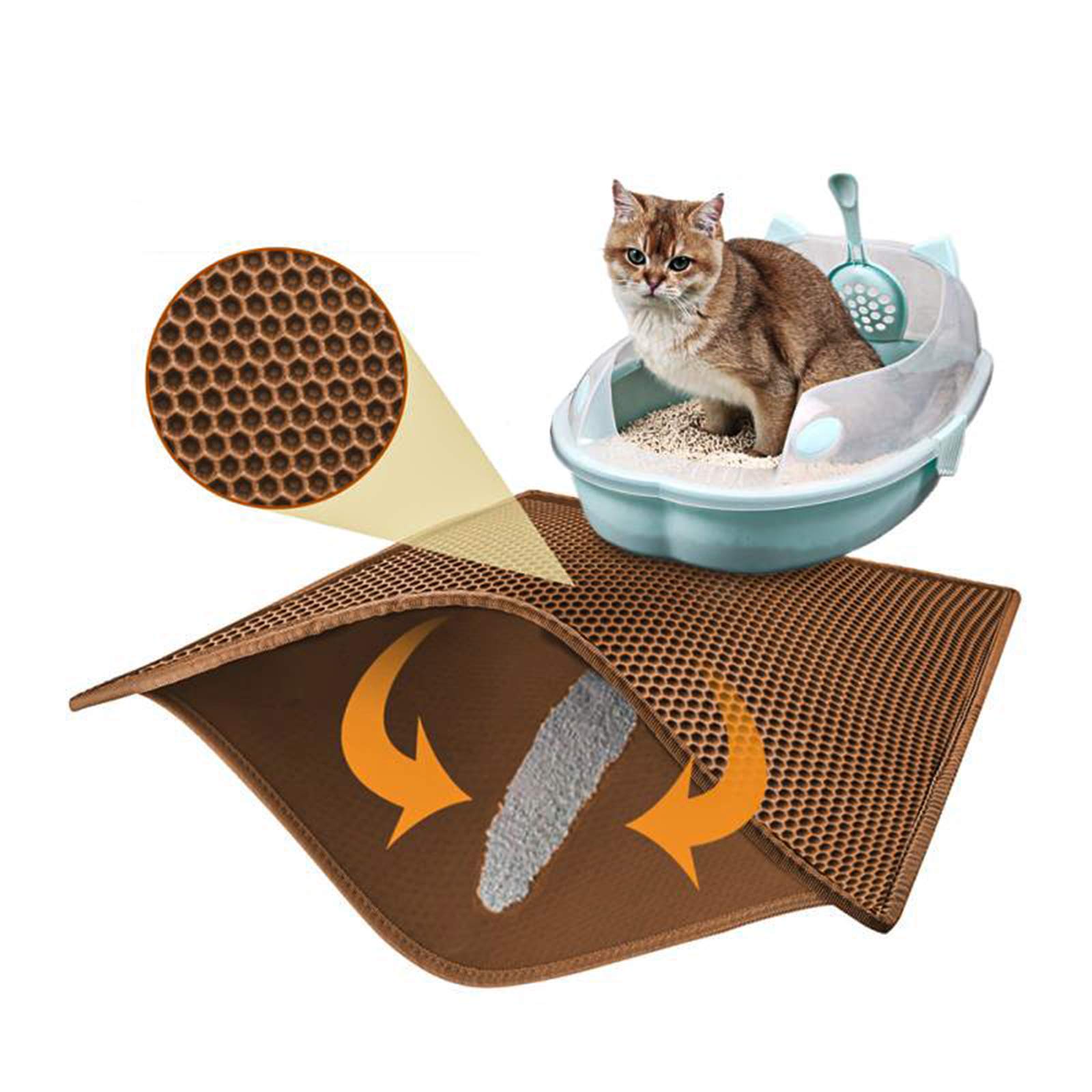 Pieviev Cat Litter Mat Litter Trapping Mat, 30" X 24" Inch Honeycomb Double Layer Design Waterproof Urine Proof Trapper Mat for Litter Boxes, Large Size Scatter Control (Black)