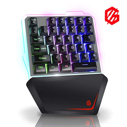 Giixer One Handed Gaming Keyboard, 35 Key RGB LED Back Lighted Wired Single Handed Game Keyboard Portable Mini Gaming Keyboard for PC/Phone Gamers