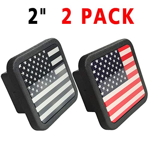 JIAYI American Flag Trailer Hitch Cover,2 inch Receiver Tube Hitch Plug (2 Pack)