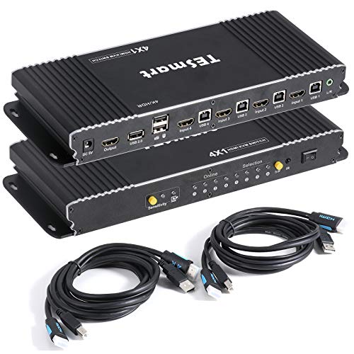 Book Cover TESmart New KVM Switch 4 Port HDMI | 4K 60Hz Ultra HD | Multimedia with Audio Output [Connect Multiple PC's, Laptops, Gaming Consoles to One Video Monitor, Keyboard, and Mouse]