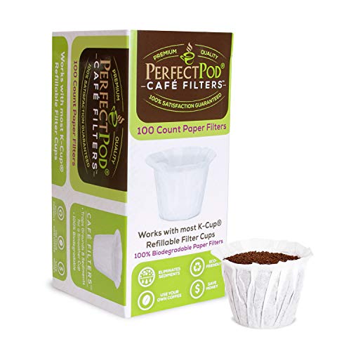 Book Cover Cafe Filters Paper Liners for Reusable K Cup Coffee Pods by Perfect Pod - Fits All Brands, Compatible With All Refillable Capsules - Disposable Paper Filters (100-Ct)