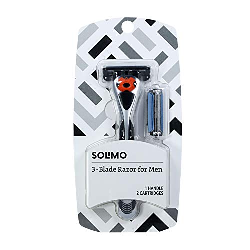 Solimo 3-Blade MotionSphere Razor for Men with Dual Lubrication, Handle & 2 Cartridges (Cartridges fit Solimo Razor Handles only)