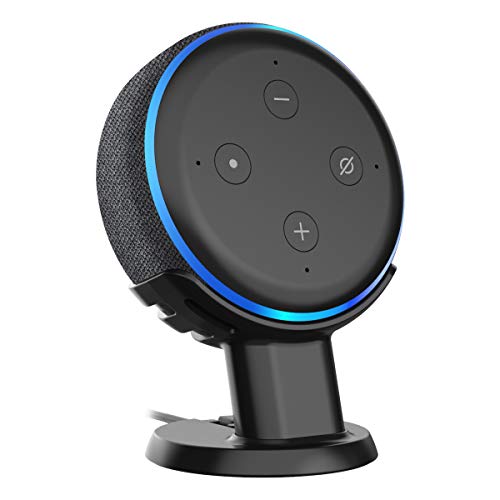 Book Cover Amazom Echo dot Table Pedestal Mount Holder Stand for Echo dot 3rd Gen, A Cleaner Tidier Appearance Solution Desk Mount Stand and Improves Sound Visibility and Appearance for Echo dot 3rd Gen-Black