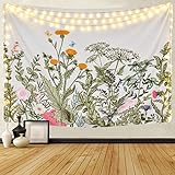 Alishomtll Colorful Floral Plants Tapestry Vintage Herbs Wild Flowers Wall Hanging Nature Scenery for Living Room Bedroom