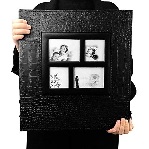 Book Cover RECUTMS Photo Album 600 Pockets Leather Cover Black Pages Big Capacity for 4x6 Photos Book Hardcover Wedding Gift Valentines Day Present Family Baby Albums