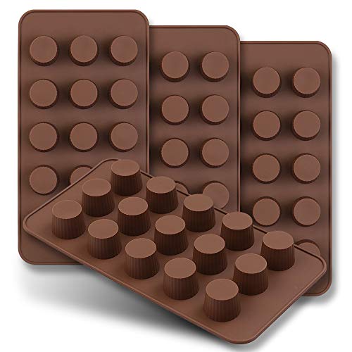 Book Cover homEdge 15-Cavity Mini Cup Chocolate Mold, Set of 4PCS Non Stick Food Grade Silicone Mold for Candy Keto Fat Bomb, Chocolate, Peanut Butter