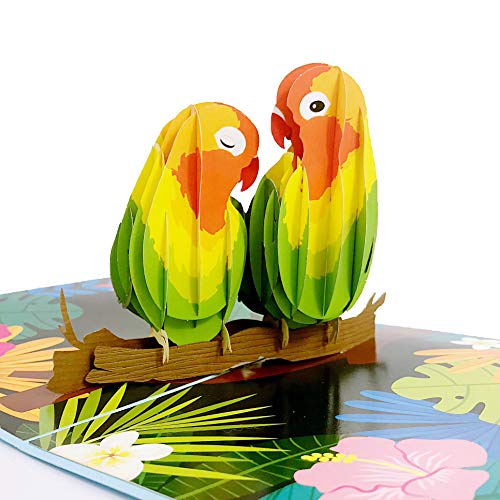 Liif Lovebirds Pop Up Card, 3D Greeting Pop Up Cards For All Occasions, Valentines Day, Mother's Day, Happy Birthday, Wedding Card, Anniversary Card, Anniversary Gifts - For Her, Wife, Couple