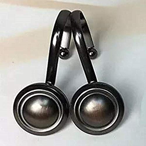 Oil Rubbed Bronze Shower Curtain Rings Heavy Duty Rustproof Stainless Steel Shower Curtain Hooks Rings, Set of 12