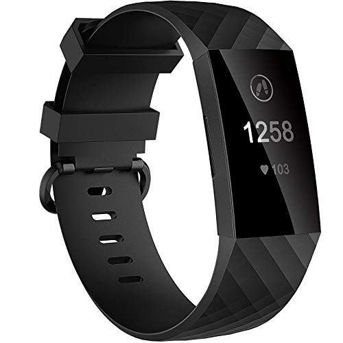 Book Cover Velavior Waterproof Bands for Fitbit Charge 4/ Fitbit Charge 3/ Charge3 SE, Replacement Wristbands for Women Men Small Large (Black, Large)