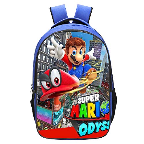 Book Cover Qushy Super Mario Kid Adult Backpack Schoolbag Bookbag Daypack Blue Type