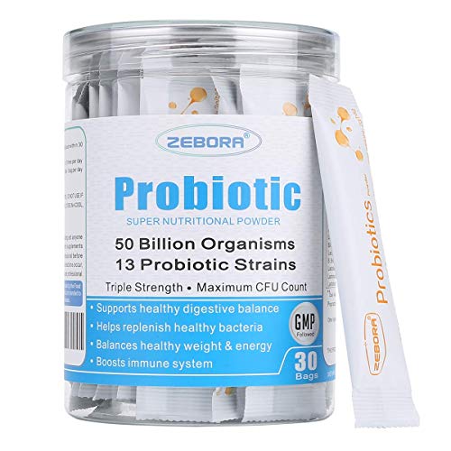 Probiotics for Women, Men and Kids, Prebiotics and Probiotics Powder for Digestive Health - More Effective than Capsules, Gluten Free and Non GMO, 50 Billion CFU & 13 Strans, 30 Bags