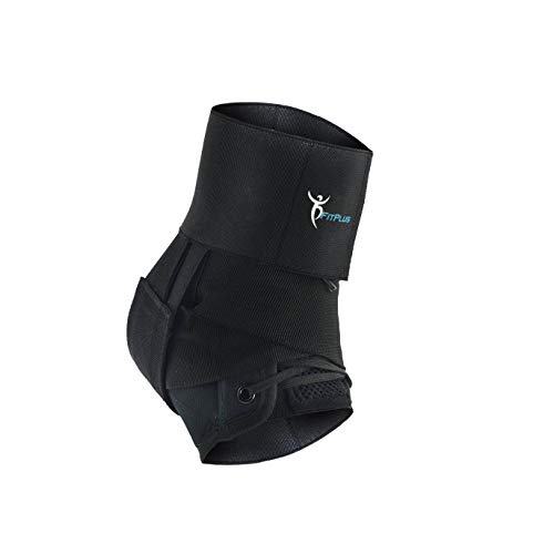 FitPlus, Premium Ankle Brace Support - Breathable Lace Up Adjustable Compression Support - Provides Relief and Support for Sprains, Strains, Arthritis, (Large)