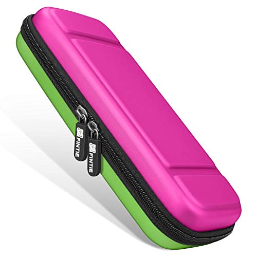 Fintie Carry Case for Nintendo Switch - [Shockproof] Hard Shell Protective Cover Travel Bag w/10 Game Card Slots, Inner Pocket for Nintendo Switch Console Joy-Con & Accessories, Magenta Green