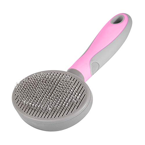 Hesiry Cat Brush Pet Soft Shedding Brush, Removes Loose Undercoat Gently, Pet Slicker Brush for Matted and Tangled Hair with Self Cleaning Button Pink