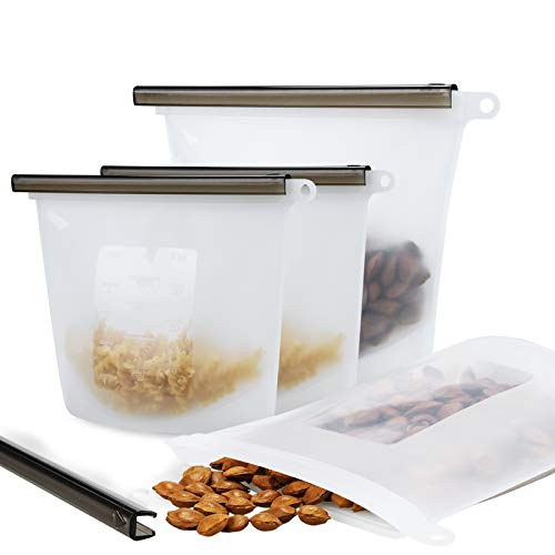 Reusable Silicone Food Storage Bags,OAMCEG Food Grade Silicone Storage Pouch, Zero Waste Products, BPA Free, Airtight Seal, Leak-Proof.Best for Snack, Fruit, Vegetable - Microwave,Freezer & Dishwasher