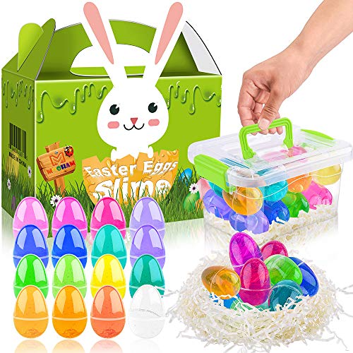 Easter Basket Stuffers Eggs Slime - 28 OZ Easter Eggs Slime Kit 16 Colors for Easter Decorations Parties, Perfect Easter Eggs Basket Gifts in a Bunny Delicate Gift Box for Toddlers Girls Boys