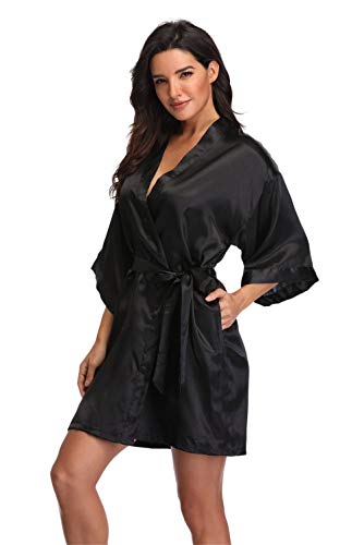 Women's Pure Short Silky Robes Bridesmaid Bride Party Satin Robes Sleepwear