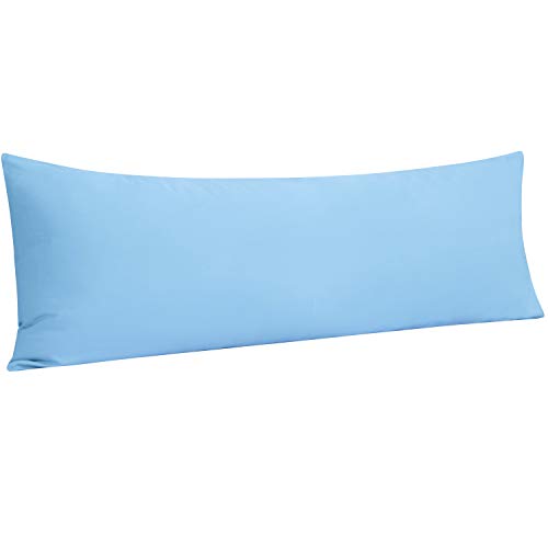 Book Cover NTBAY Microfiber Plain Body Pillowcases, Soft Anti Wrinkle and Stain Resistant Envelope Closure Body Pillow Cover, 50x135 cm, Pale Blue