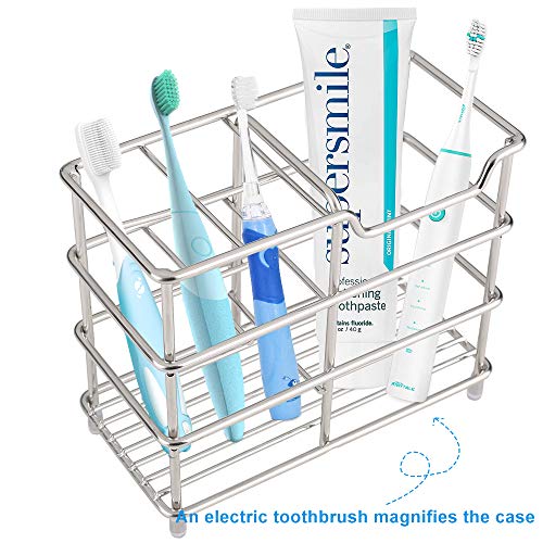 Book Cover I&HE Premium Bathroom Toothbrush Holder 5 Slots Stainless Steel Bathroom Toothbrush Organizer - Multi-Function StandStorage Rack for Electric Toothbrush, Toothbrush, Toothpaste, Vanity,Countertops