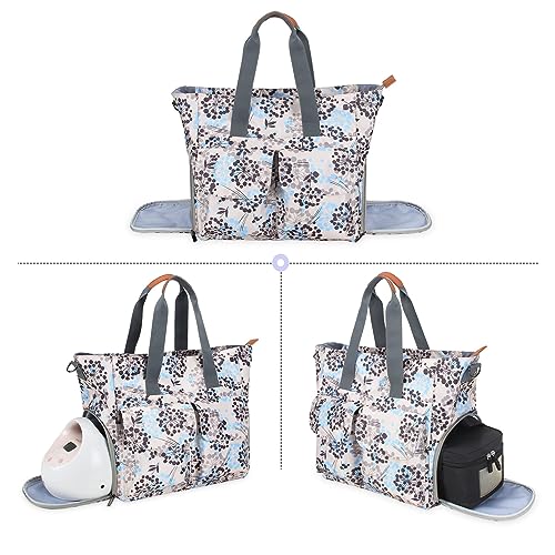 Teamoy Breast Pump Bag Compatible for Spectra S1,S2, Medela and Cooler Bag, Breast Pump Storage Tote with Laptop Sleeve (Up to 14'') for Working Moms, Large Capacity and Multi-Function, Dandelion