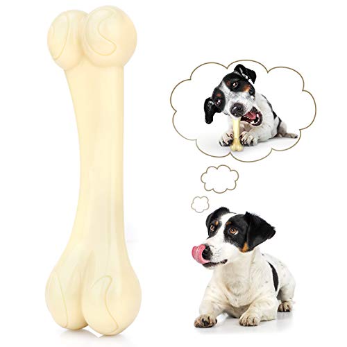 oneisall Dog Bone Toys- Bacon Favor to Delight and Train Your "Tough Pet" - Nylon Chew Toy for Medium & Large Dogs