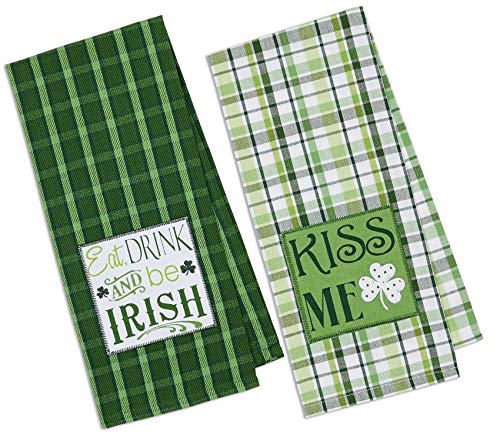 Book Cover Design Imports DII Luck of The Irish 18x28 Dishtowels, Green Plaid (Set of 2)