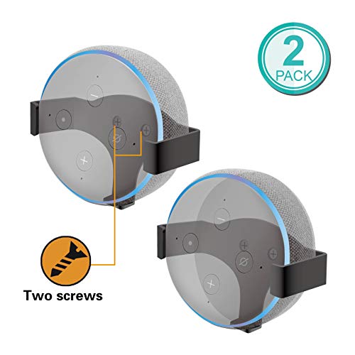 Book Cover Wall Mount Stand Holder Compatible Echo Dot 3rd Gen, ALLICAVER Metal Made Sturdy Hanger Compatible Amazon Echo Dot 3rd Generation (Metal 2-Pack, Black)