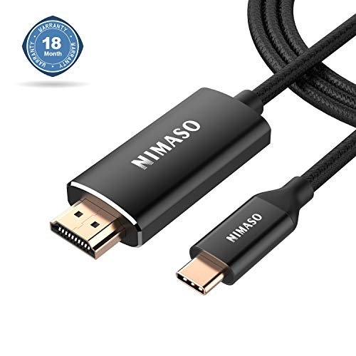 NIMASO USB C to HDMI Cable(4K@60HZ), Nylon Braided Type C to HDMI Adapter (Thunderblot 3 Compatible) for MacBook Pro,MacBook Air/iPad Pro 2018,Surface Book 2, Samsung S10/S9/Note9 and More-6FT
