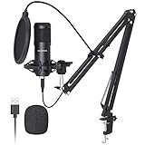 SUDOTACK USB Condenser Podcast Microphone for PC: Studio Microphone Kit with 192KHz/24bit Professional Sound Chipset Cardioid for Recording, Streaming, Gaming, Voice-Over, YouTube, Twitch (ST-800)