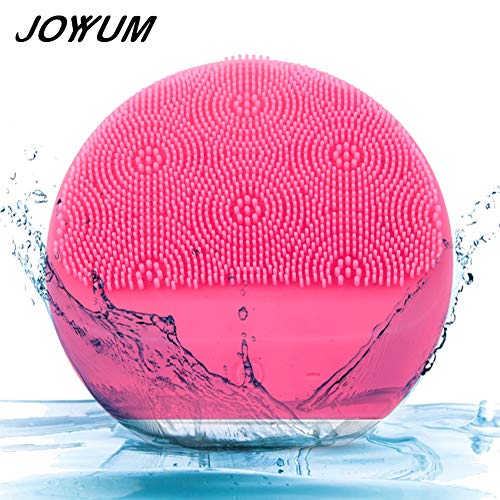 JOYYUM Sonic Facial Cleansing Brush Massager, Silicone Electric Face Cleanser Gentle Exfoliating Scrubber for Normal, Sensitive, Combination Skin, IPX7 Waterproof, USB Rechargeable, Rasberry Rose