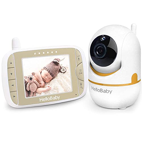 Book Cover Baby Monitor with Remote Pan-Tilt-Zoom Camera and 3.2'' LCD Screen, Infrared Night Vision, Temperature Display, Lullaby, Two Way Audio, with Wall Mount Kit