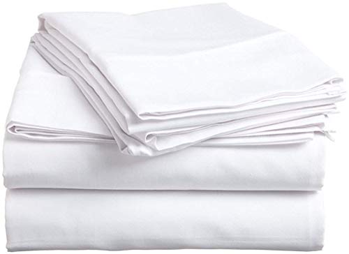 Book Cover Way Fair Sheet Set Twin Extra Long Size White Solid 100% Cotton 600 Thread-Count (15