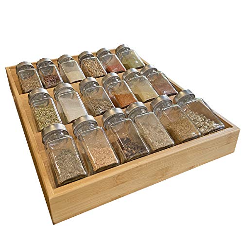 Book Cover Simhoo Bamboo Spice rack In-Drawer Kitchen Cabinet Spice 18 Bottle Holder Tray for Storage/Organizer 3-Tier Insert