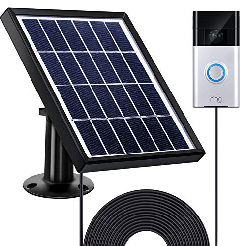 Gejoy Solar Panel Compatible with Ring Video Doorbell 1/2 with Security Wall Mount, 3.6 m/ 11.8 ft Power Cable, Waterproof Charge Continuously (for Doorbell 1)