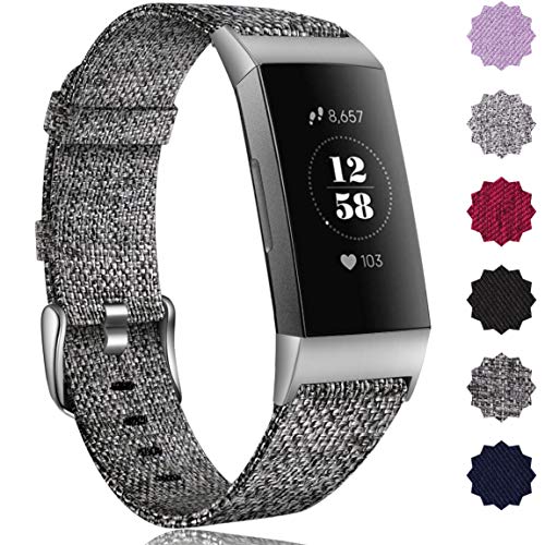 Book Cover Maledan Bands Compatible with Fitbit Charge 3 & Charge 3 SE Fitness Activity Tracker for Women Men, Breathable Woven Fabric Replacement Accessory Strap