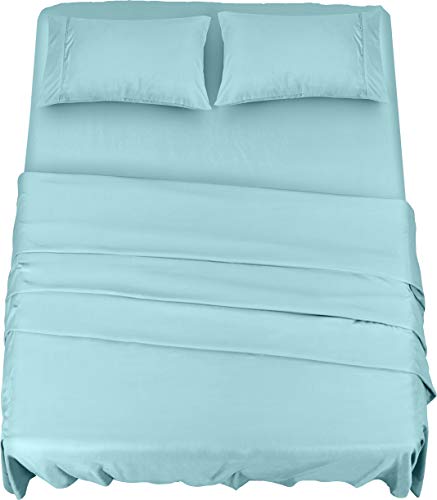 Book Cover Utopia Bedding Bed Sheet Set - Brushed Microfiber 4 Piece King Bedding - Shrinkage & Fade Resistant - Soft Sheets - Easy Care (King, Spa Blue)