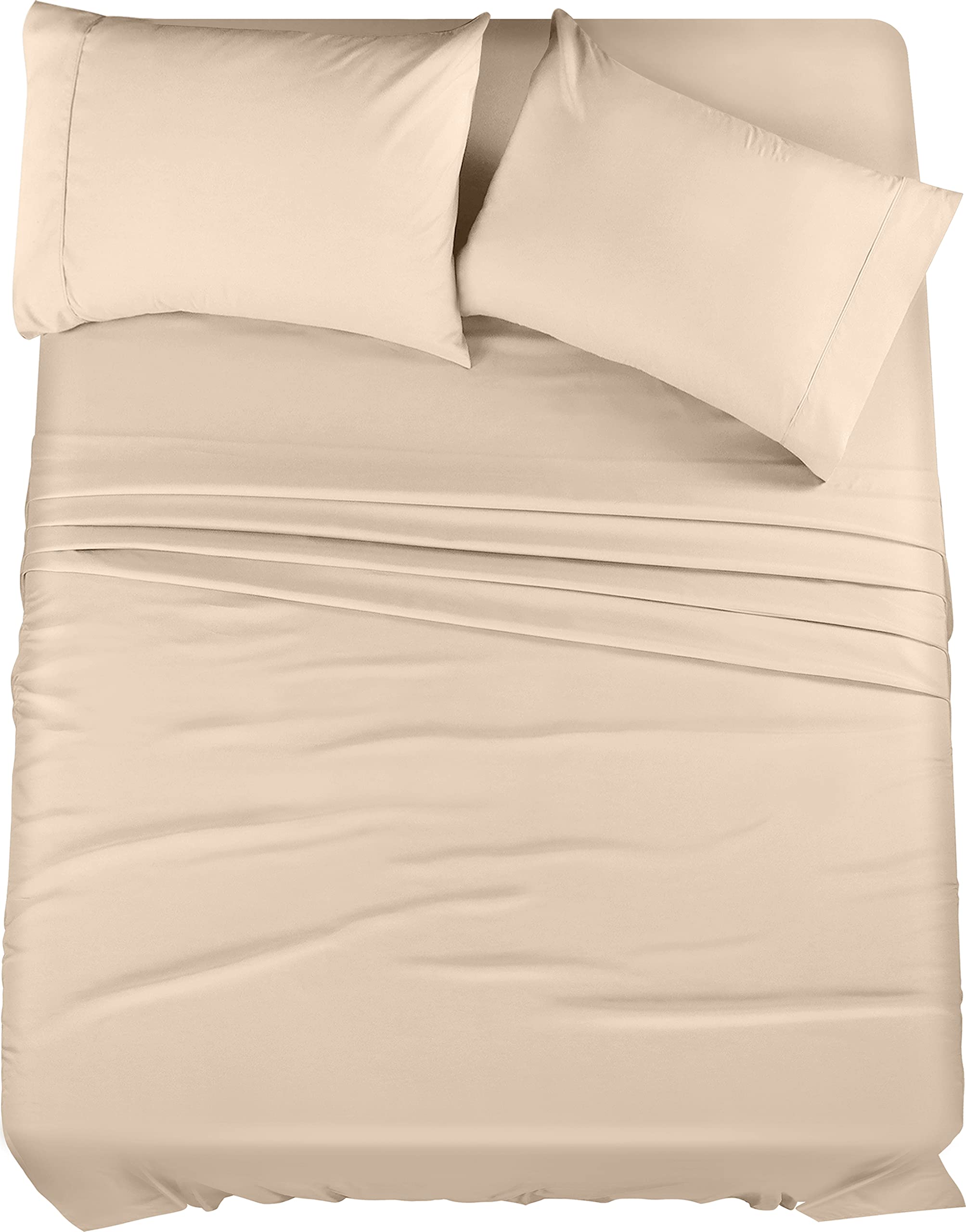 Book Cover Utopia Bedding California King Bed Sheets Set - 4 Piece Bedding - Brushed Microfiber - Shrinkage and Fade Resistant - Easy Care (California King, Beige) California King Beige