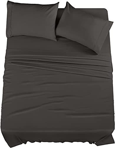 Book Cover Utopia Bedding King Bed Sheets Set - 4 Piece Bedding - Brushed Microfiber - Shrinkage and Fade Resistant - Easy Care (King, Dark Grey)