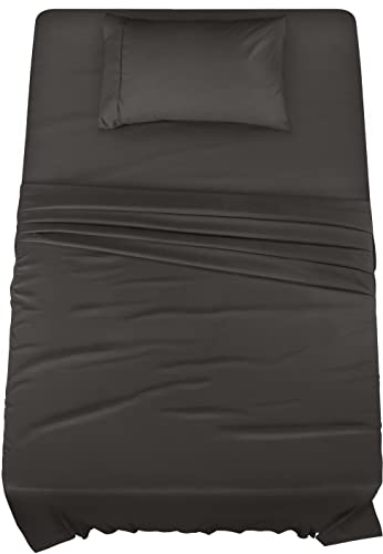 Book Cover Utopia Bedding Twin Bed Sheets Set - 3 Piece Bedding - Brushed Microfiber - Shrinkage and Fade Resistant - Easy Care (Twin, Dark Grey)