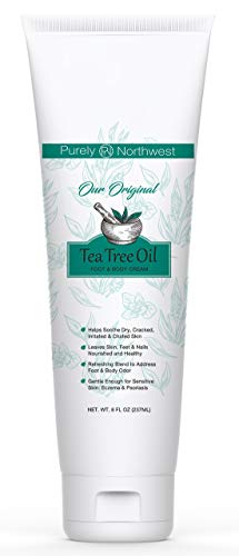 Purely Northwest Tea Tree Foot & Body Cream 8oz.- Moisturizes and Hydrates Severely Dry, Cracked, Calloused Skin-Formulated for Sensitive Skin-Psoriasis, Eczema and Dermatitis