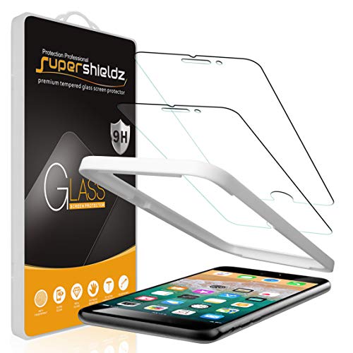 Book Cover (2 Pack) Supershieldz Designed for Apple iPhone 8 Plus and iPhone 7 Plus (5.5 inch) Tempered Glass Screen Protector with (Easy Installation Tray) Anti Scratch, Bubble Free