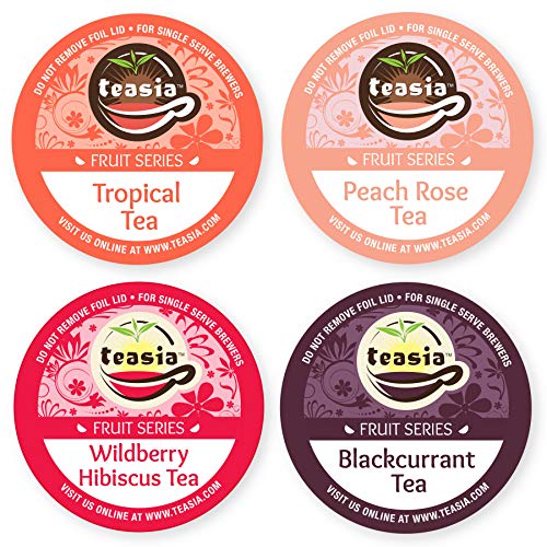 Book Cover Teasia Tea Pods Sampler Pack, Fruit Series (36-count) All Natural Hot & Iced Tea Capsules Tea Pods Compatible with Keurig 2.0 Brewers