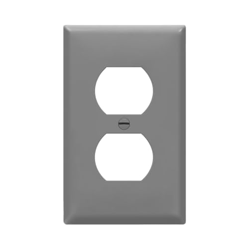 ENERLITES Duplex Receptacle Outlet Wall Plate, Size 1-Gang 4.50" x 2.76", Unbreakable Polycarbonate Thermoplastic, UL Listed, 8821-GY, Gray