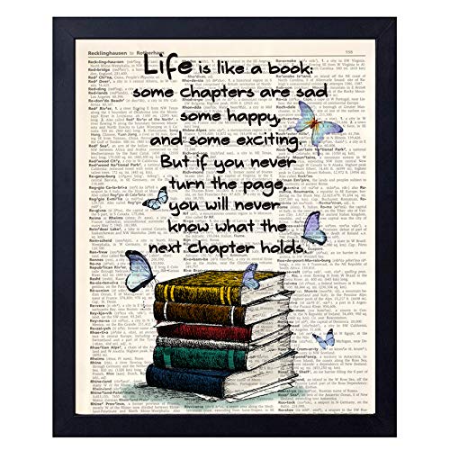 Book Cover akeke Book Lover Gift Old Book Art Print, Literary Quotes Gift Ideas for Book Lover, Book Quote Wall Art Decor 8x10 Unframed
