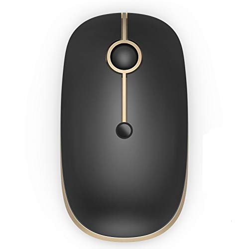 Bluetooth Mouse, Jelly Comb Slim Dual Mode 2.4GHz Wireless Bluetooth Mouse for Laptop, MacBook, PC - Gold and Black
