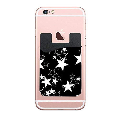 Phone Card Holder, Silicone 3M Adhesive Stick-on ID Credit Card Wallet Phone Case Pocket Compatible with Most of Smartphones-Star Pattern
