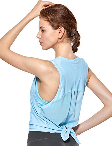 Book Cover CRZ YOGA Women's Activewear Quick Dry Cute Shirt Mesh Running Tie Back Workout Tank Top