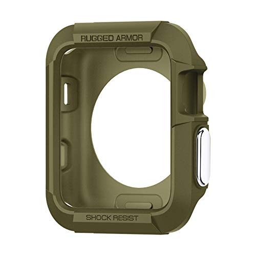 Book Cover Spigen Rugged Armor Designed for Apple Watch Case for 42mm Series 3/Series 2/1/Original (2015) - Olive Green