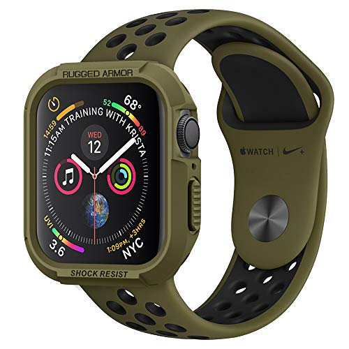 Book Cover Spigen Rugged Armor Designed for Apple Watch Case for 44mm Series 4 (2018) - Olive Green